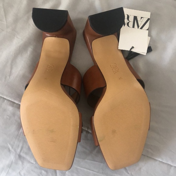 Zara heels. Zara brown leather heels - Picture 3 of 8